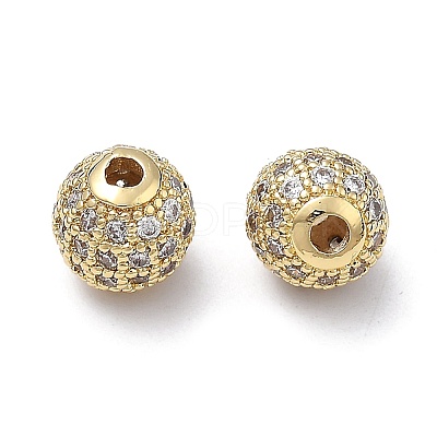 Brass Cubic Zirconia Beads ZIRC-F001-31G-1