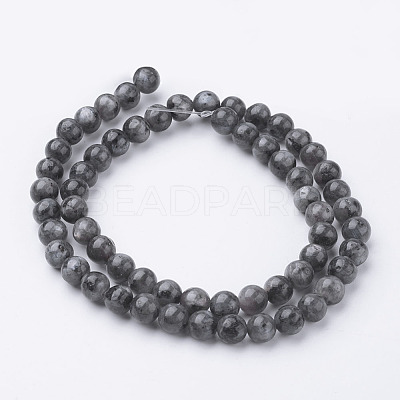 Natural Black Larvikite Bead Strands G-G735-57-6mm-1