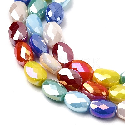 Electroplate Opaque Solid Color Glass Beads Strands GLAA-F131-04-1