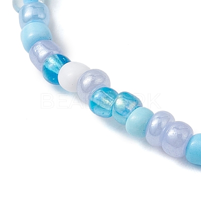 Dyed Synthetic Turquoise Beaded Stretch Bracelets for Kids BJEW-JB110102-02-1