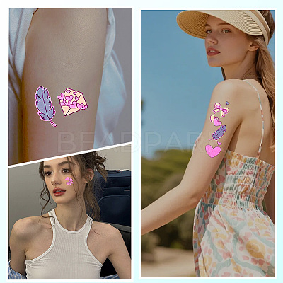 20 Sheets Luminous Water Proof Removable Temporary Tattoos Stickers AJEW-SP0002-81C-1