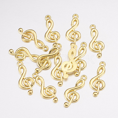 Tibetan Style Alloy Treble Clef Pendants X-TIBEP-R315-G-LF-1