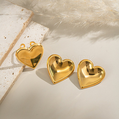 Stainless Steel Heart Stud Earring & Ring Sets WE6095-3-1