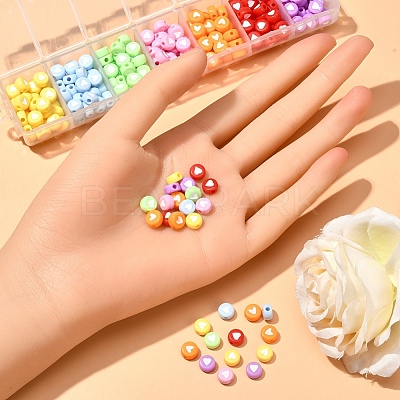 245Pcs 7 Colors Opaque Acrylic Beads MACR-YW0001-76A-1