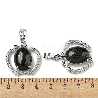 Natural Obsidian with Clear Cubic Zirconia Pendants G-G133-03P-23-1