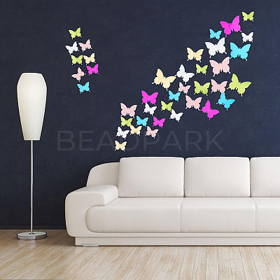6 Sets 6 Colors PVC Mirror Wall Stickers DIY-GA0002-03-1
