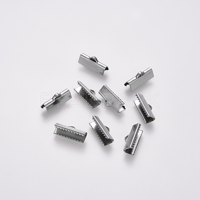 Non-Tarnish 304 Stainless Steel Ribbon Crimp Ends STAS-S112-001E-P-1