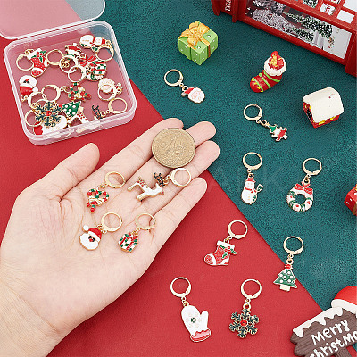 12 Pairs 12 Style 304 Stainless Steel Christmas Dangle Leverback Earrings EJEW-SC0001-34-1