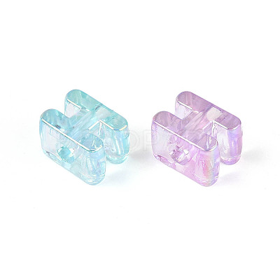 UV Plating Transparent Acrylic European Beads OACR-M027-02H-1