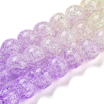 Spray Painted Crackle Glass Beads Strands DGLA-C002-8mm-07-1