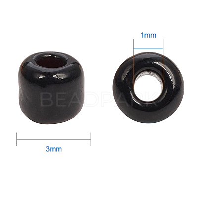1 Box 8/0 Glass Seed Beads Round Black for Jewelry Making 3mm SEED-PH0005-10-1