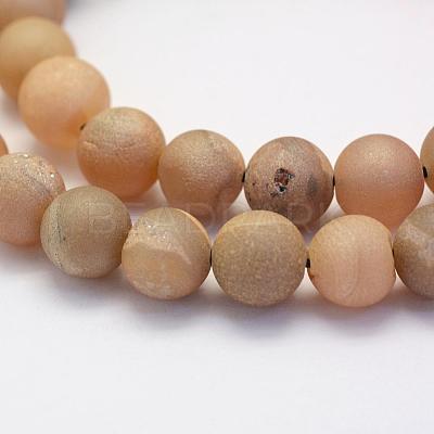 Electroplate Natural Druzy Agate Beads Strands G-G708-6mm-05-1