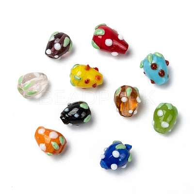 Handmade Lampwork 3D Strawberry Beads LAMP-R109A-M-1