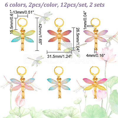 12Pcs 6 Colors Transparent Resin Pendant Stitch Markers HJEW-AB00216-1