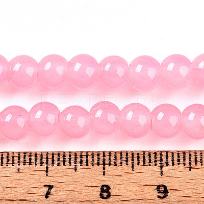 Baking Paint Imitation Jade Glass Round Bead Strands X-DGLA-Q021-6mm-03-1