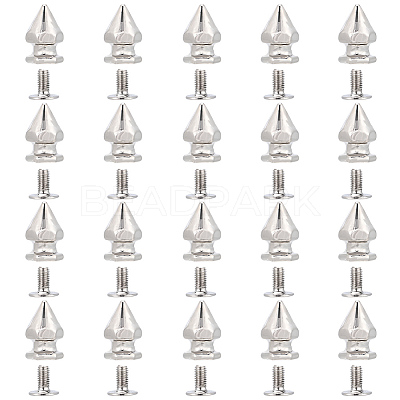 50Pcs Zinc Alloy Spikes Screwback Studs FIND-GF0008-53C-1