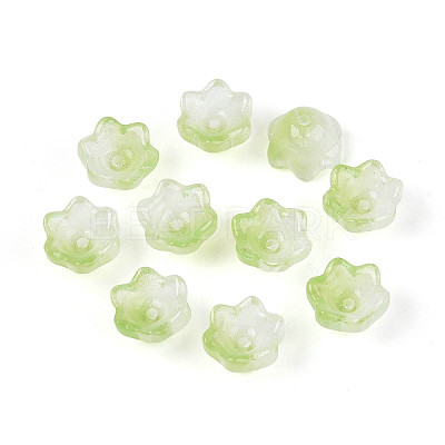 Transparent Two Tone Spray Painted Glass Bead Caps A-GLAA-Q089-002B-010-1