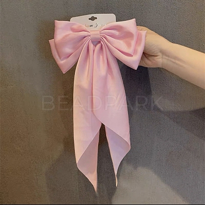 Solid Color Long Bowknot Satin Hair Barrettes PW-WGAD6A6-10-1