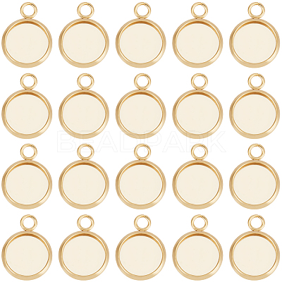 40Pcs 304 Stainless Steel Pendant Cabochon Settings STAS-BBC0006-24A-G-1