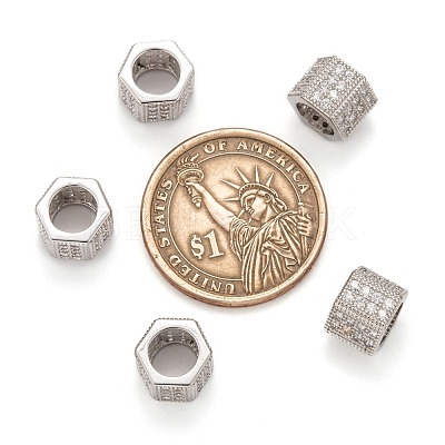 Brass Cubic Zirconia European Beads ZIRC-F001-124P-1