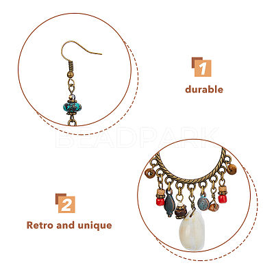 1 Pair Natural Shell & Synthetic Turquoise Chandelier Earrings EJEW-FI0001-84-1