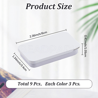 9Pcs 3 Colors Slide Top Tinplate Trinket Storage Boxes CON-CP0001-016D-1