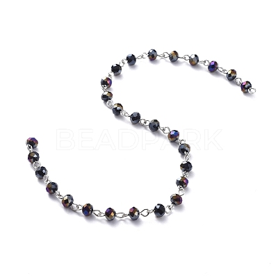 Handmade Electroplate Glass Beaded Chains AJEW-JB00528-1