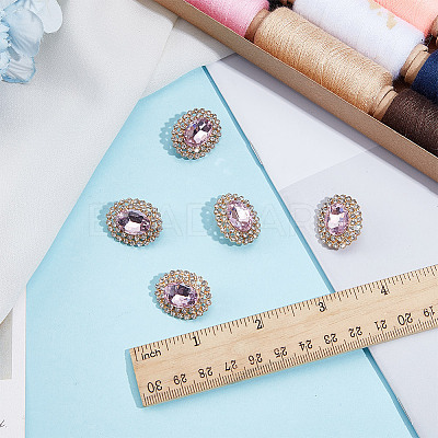 4Pcs 1-Hole Alloy Glass Shank Buttons FIND-DR0001-99C-1