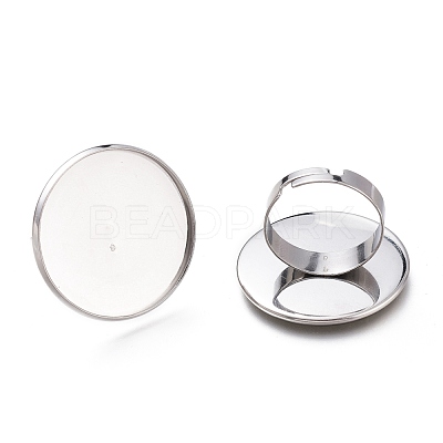 Tarnish Resistant Adjustable 304 Stainless Steel Finger Rings Components STAS-F149-18P-I-1