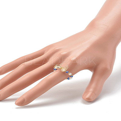 Imitate Austrian Crystal Bicone Glass Beaded Finger Rings X1-RJEW-TA00003-04-1