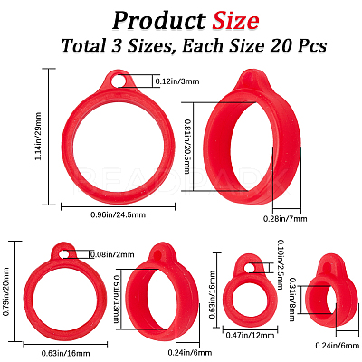 60Pcs 3 Style Silicone Pendant SIL-GF0001-28A-1