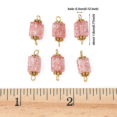 10Pcs Transparent Crackled Glass Cube Connector Charms PALLOY-JF03943-1