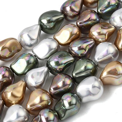 Electroplate Opaque Glass Imitation Pearl Beads Strands EGLA-C011-01-1