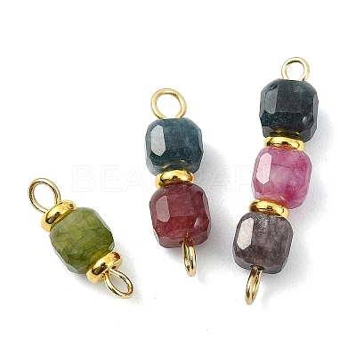 3Pcs 3 Styles Natural Multicolor Tourmaline Faceted Cube Beaded Links Connector Charms PALLOY-JF05291-1