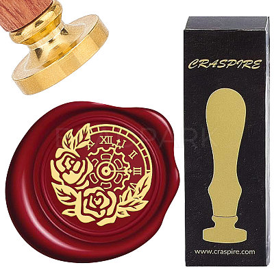 Brass Wax Seal Stamps with Wood Handle AJEW-WH0412-0155-1