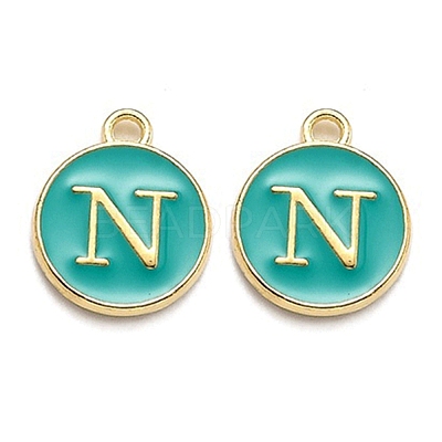 Golden Plated Alloy Enamel Charms X-ENAM-Q437-15N-1