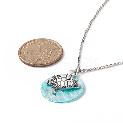 AB Color Plated Capiz Shell Pendant Necklace NJEW-JN04220-1