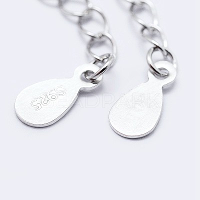 925 Sterling Silver End with Extender Chains and Drop Charms X-STER-F036-26S-48mm-1