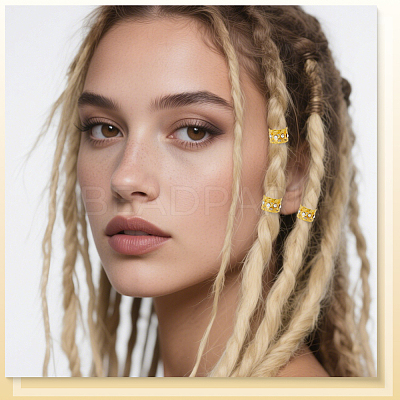 50Pcs 2 Colors Iron Dreadlocks Beads Hair Decoration OHAR-SC0001-19-1