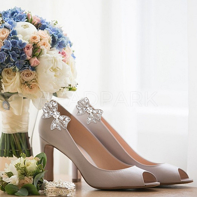 4Pcs 2 Colors Bowknot Alloy Rhinestone Shoe Decoration FIND-GO0002-34-1