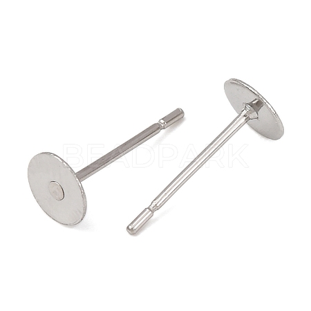 Tarnish Resistant 316 Surgical Stainless Steel Flat Round Blank Peg Stud Earring Settings STAS-R073-05-1