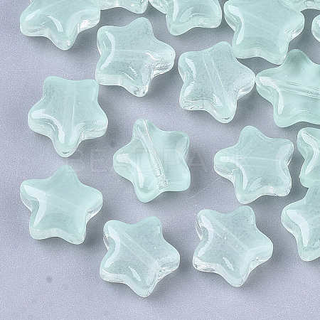Transparent Spray Painted Glass Beads X1-GLAA-N035-01-A05-1
