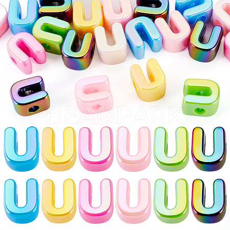 20Pcs UV Plating Opaque Acrylic European Beads OACR-TADJ0001-16U-1