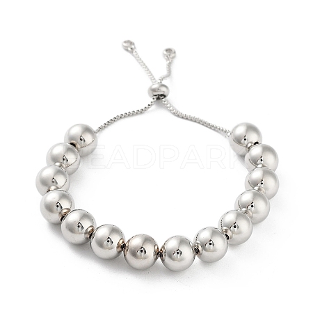 Adjustable Brass Round Beaded Slider Bracelets BJEW-D039-31D-P-1