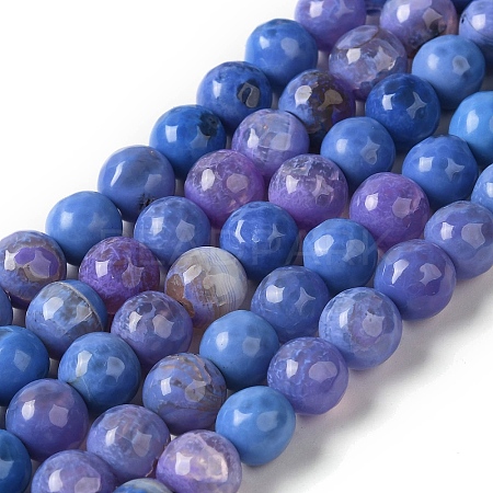 Dyed & Heated Natural Fire Crackle Agate Beads Strands G-P539-B01-03-1