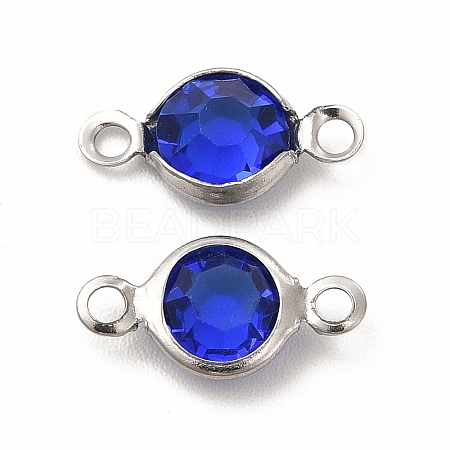 304 Stainless Steel with Glass Connector Charms STAS-G305-08P-04-1