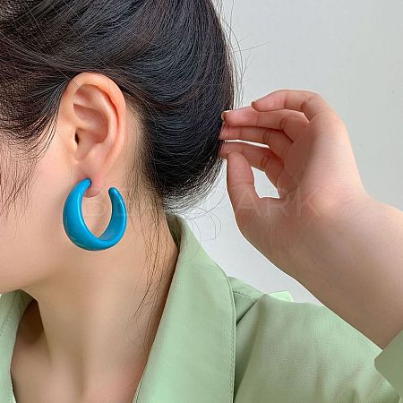 Acrylic C-Shape Stud Earrings FS-WG8BEC0-09-1