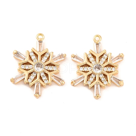 Brass Micro Pave Clear Cubic Zirconia Pendants KK-S389-14G-1