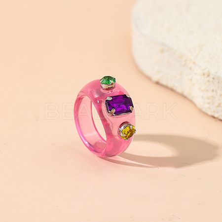 Alloy Resin Finger Rings for Women WGABD8F-02-1