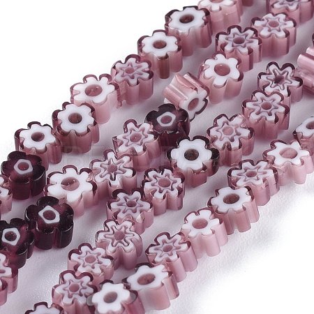 Handmade Millefiori Glass Bead Strands X-LAMP-J035-4mm-10-1